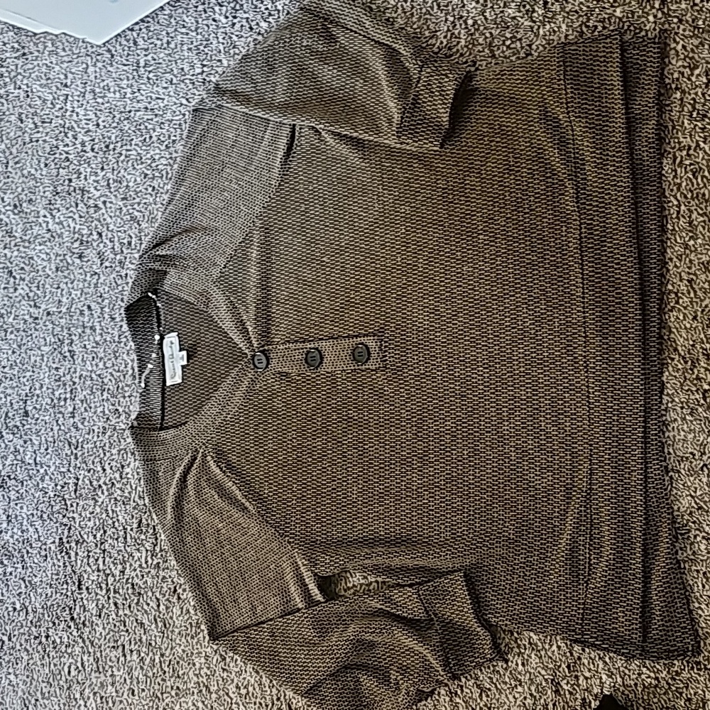 STUNNING FRENCH LAUNDRY TWEED/ WAFGLE PRINT BUTTON DOWN SWEATER